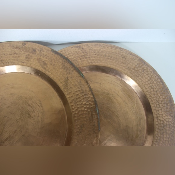 Vintage Hammered Copper Chargers With Patina, Set of 6 - Picture 7 of 11